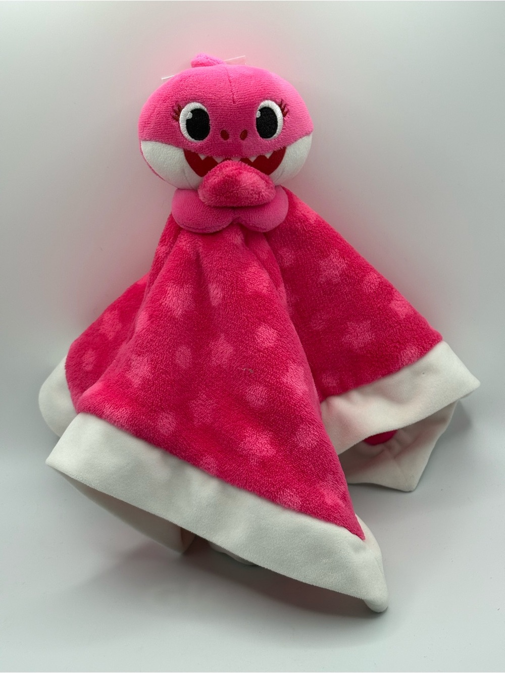 2020 Pink Fong Nickelodeon Lovey Baby Shark Security Blanket Pink White 14X14”